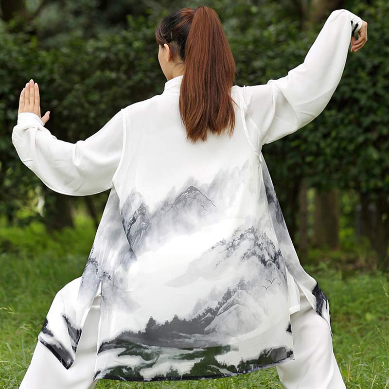 3Pcs Ink Painting Meditation Prayer Spiritual Zen Tai Chi Qigong Practice Unisex Clothing Set