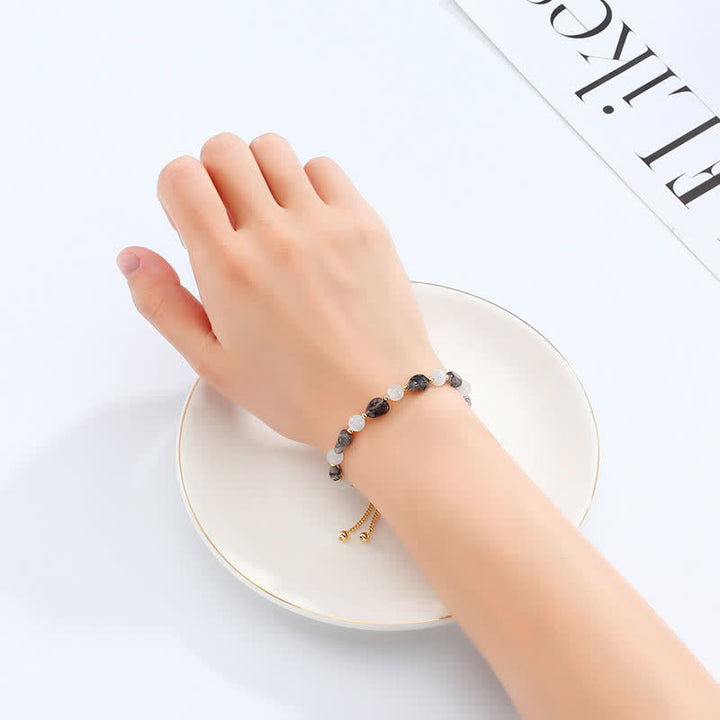 Amethyst Pink Crystal Black Rutilated Quartz Spiritual Awareness Bracelet - image 12