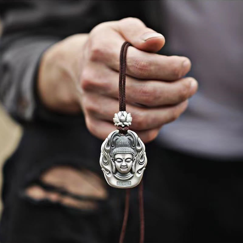 Buddha Stones Chinese Zodiac Natal Buddha Om Mani Padme Hum Lotus Compassion Necklace Pendant - image 2