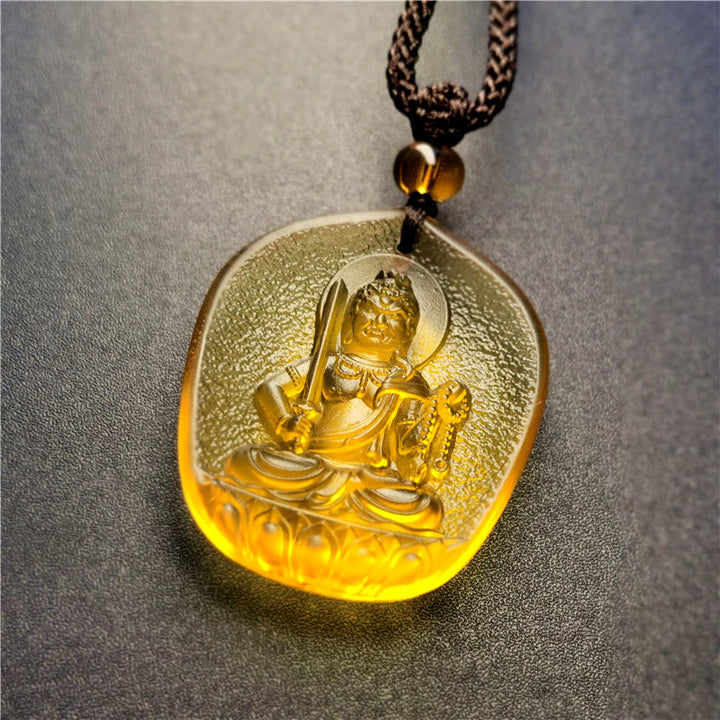 Buddha Stones Chinese Zodiac Natal Buddha Blessing Liuli Crystal Compassion Necklace Pendant - Rooster-Acalanatha - image 4