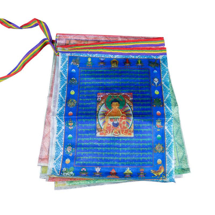 Tibetan 5 Colors Windhorse Buddha Tara Scriptures Healing Auspicious Outdoor Prayer Flag