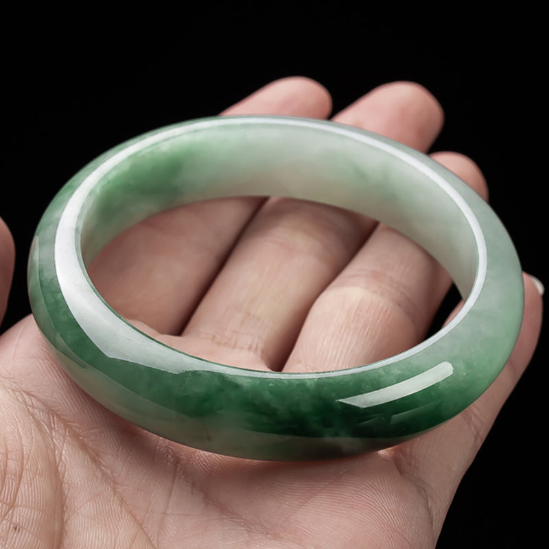 Buddha Stones Natural Jade Fortune Blessing Bangle Bracelet - image 2