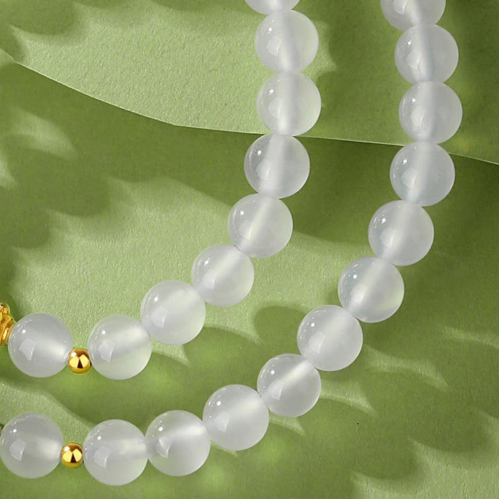 Buddha Stones 925 Sterling Silver Natural White Agate Cinnabar Double Wrap Protection Bracelet - image 4