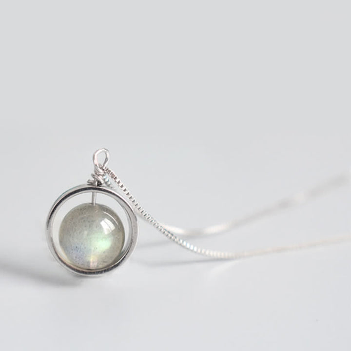 Buddha Stones 925 Sterling Silver Moonstone Love Planet Rotatable Pattern Necklace Pendant - image 10