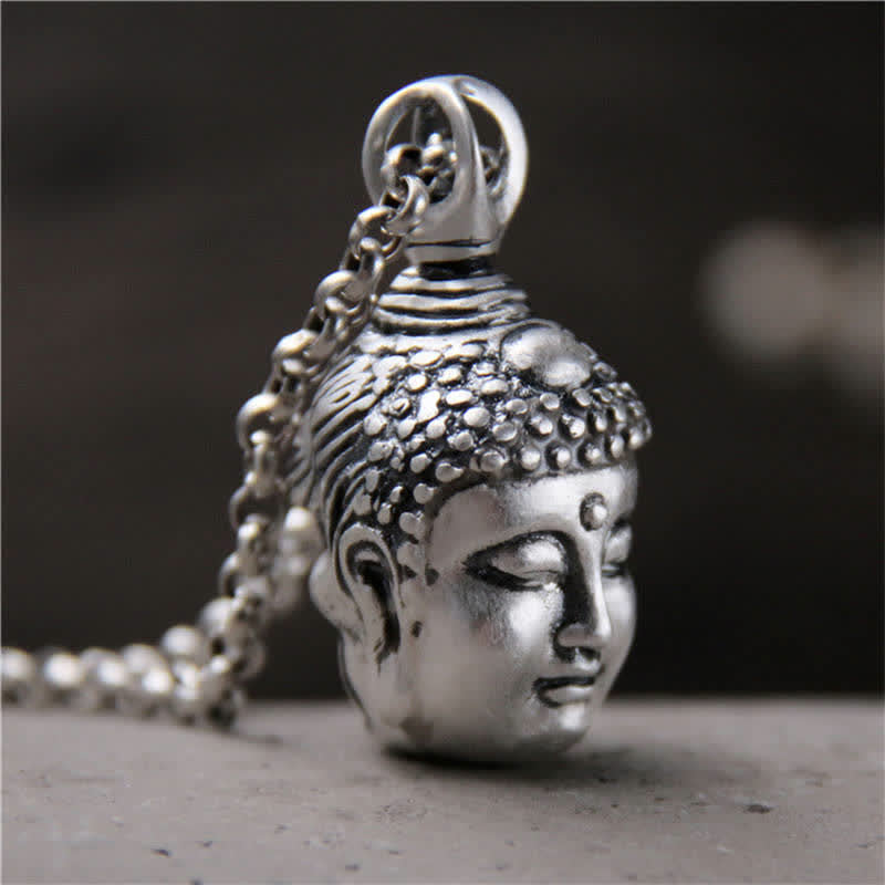 999 Sterling Silver Buddha Demon Serenity Necklace Pendant - Buddha(Only Pendant)-999 Sterling Silver - image 0