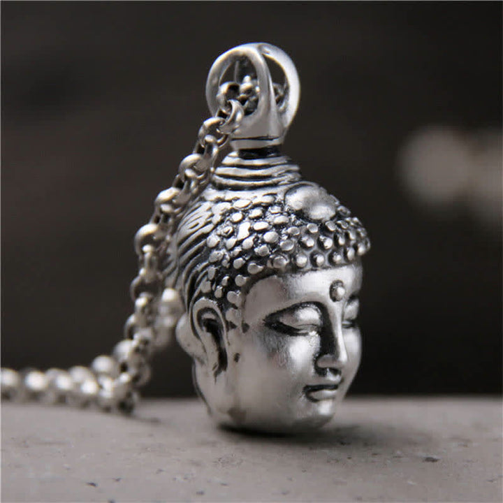 999 Sterling Silver Buddha Demon Serenity Necklace Pendant - Buddha(Only Pendant)-999 Sterling Silver - image 1