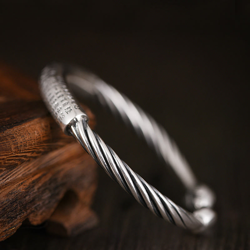 Buddha Stones Tibetan Om Mani Padme Hum Heart Sutra Purity Cuff Bracelet - image 5