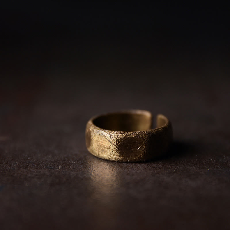 Tibetan Simple Design Copper Brass Frosted Wealth Ring - 6mm - 56.2mm - image 1