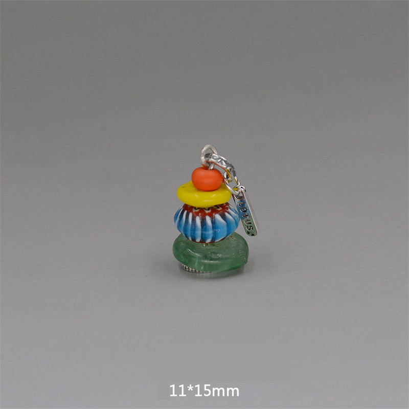 Buddha Stones Zen Cairn Labradorite Various Crystals Calm Pendant Necklace - Four Glass Beads Pendant 11*15mm - image 30