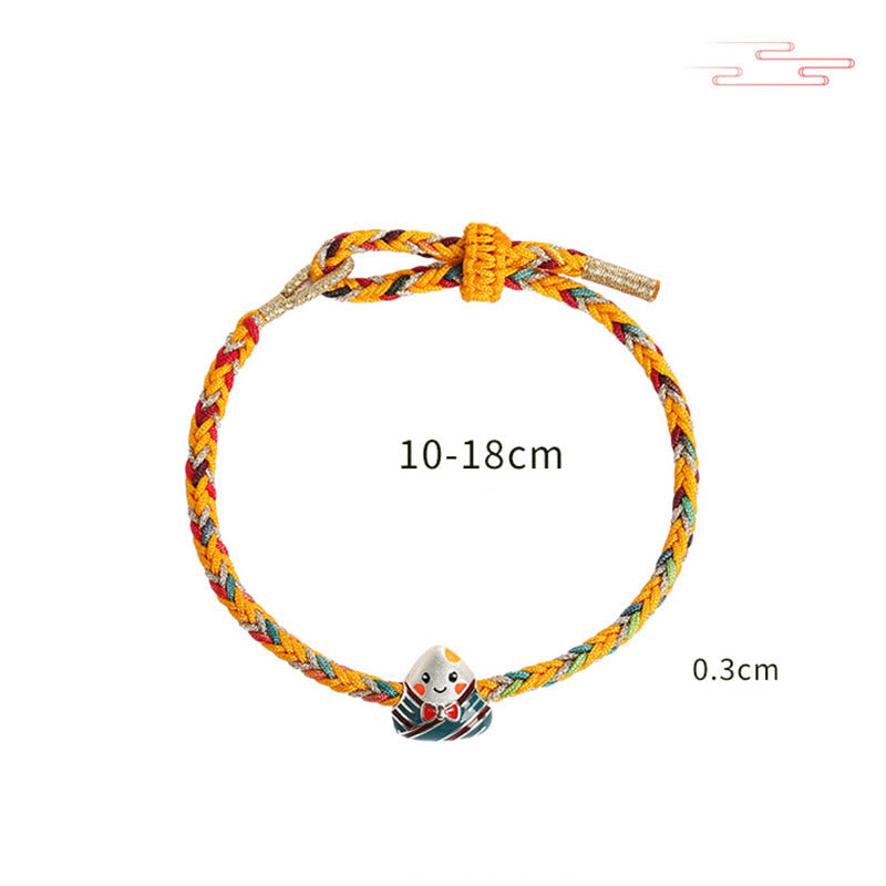 Buddha Stones 925 Sterling Silver Dragon Boat Festival Zongzi Pattern Luck Handmade Multicolored Rope Child Adult Bracelet - image 12