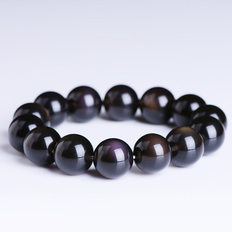 Buddha Stones Natural Rainbow Obsidian Positive Bracelet