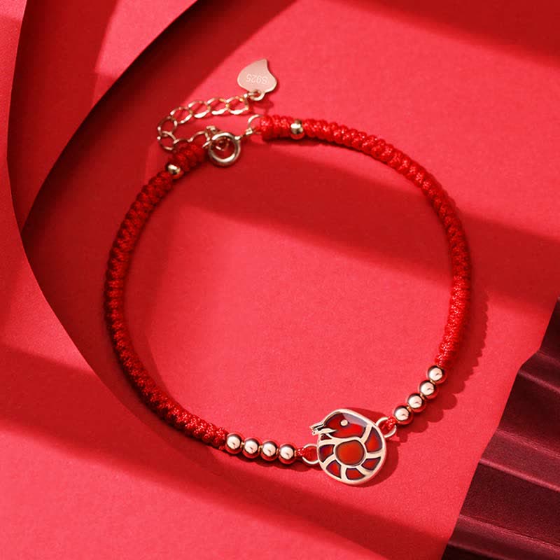 Buddha Stones 925 Sterling Silver Chinese Zodiac Luck Faith Discolor Red String Bracelet - Snake(Wrist Circumference 15-18cm) - image 13