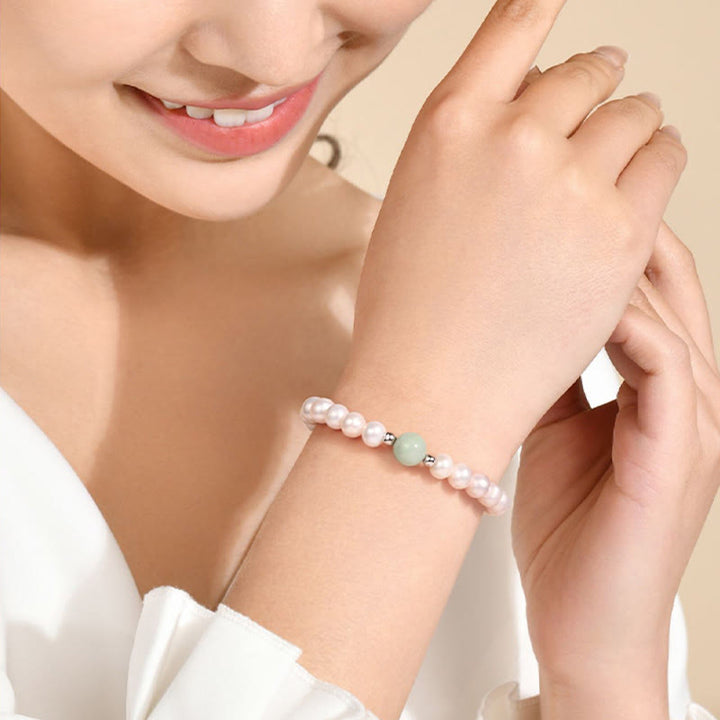 Buddha Stones 925 Sterling Silver Natural Pearl Jade Healing Necklace Bracelet Earrings With Gift Box - image 7