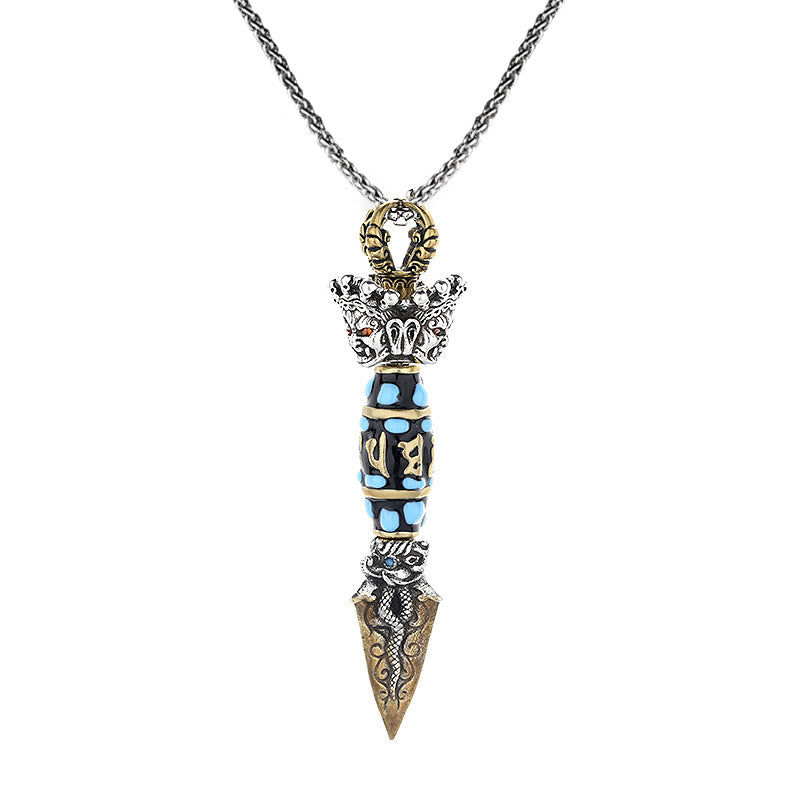 Buddha Stones Tibet Om Mani Padme Hum Dzi Bead Dorje Vajra Pattern Wealth Rotatable Necklace Pendant - image 10