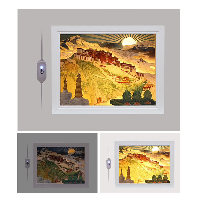 Tibet Potala Palace Paper LED Carving Lamp Art Night Lights Creative LED Table Lamp - image 2