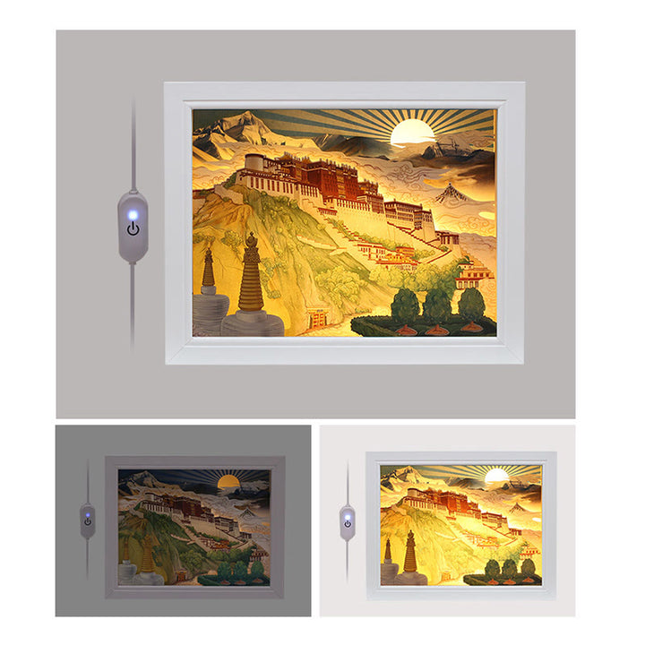 Tibet Potala Palace Paper LED Carving Lamp Art Night Lights Creative LED Table Lamp - image 2