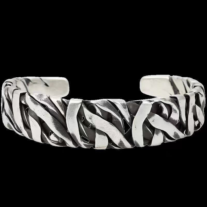 Buddha Stones Retro Line Texture Healing Cuff Bracelet Bangle - image 5