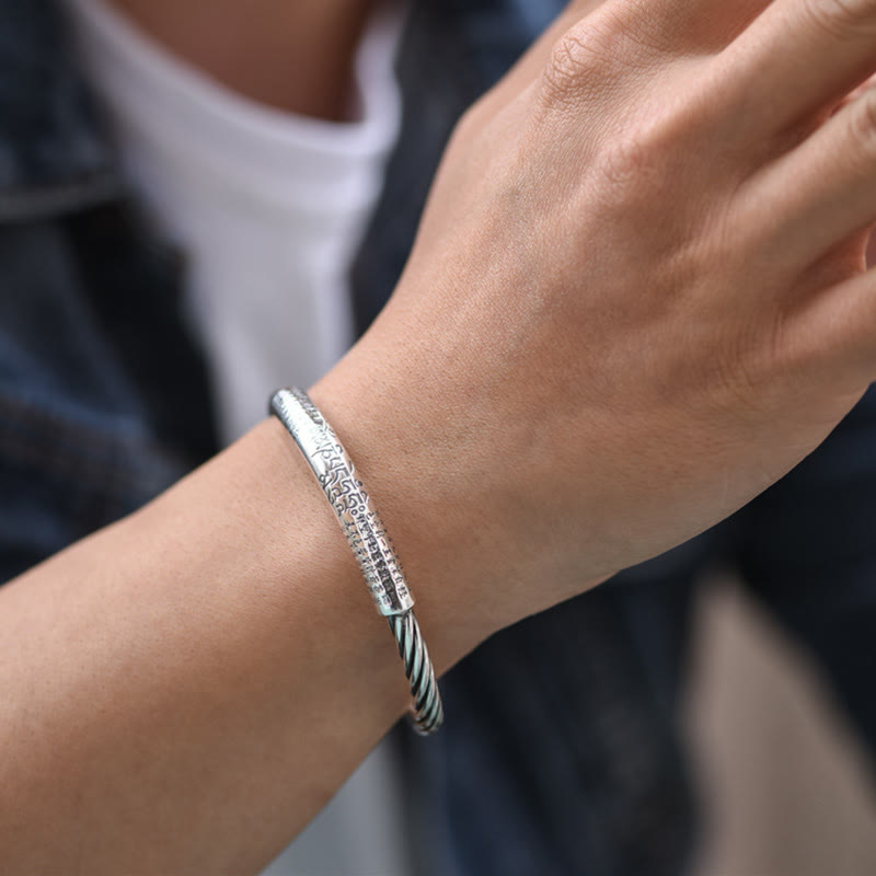 Buddha Stones Tibetan Om Mani Padme Hum Heart Sutra Purity Cuff Bracelet - image 8