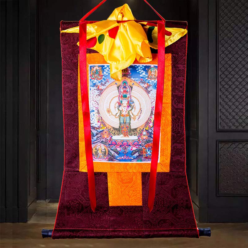 Tibetan Thousand-handed Avalokitesvara Framed Thangka Blessing Decoration - image 3