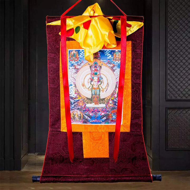 Tibetan Thousand-handed Avalokitesvara Framed Thangka Blessing Decoration - image 3
