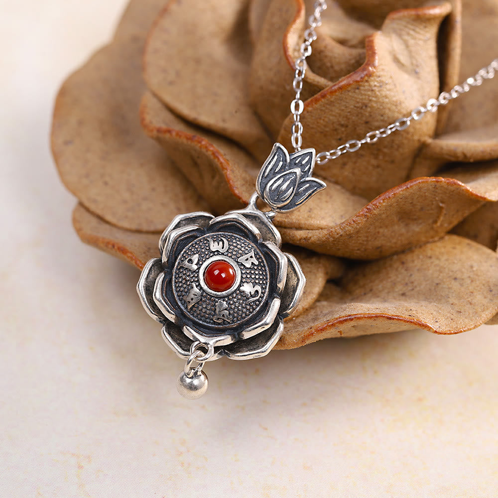 925 Sterling Silver Om Mani Padme Hum Lotus Peace Necklace Pendant Earrings - Necklace - image 1
