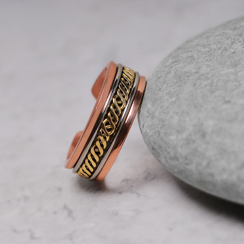 Buddha Stones Magnetic Copper Balance Adjustable Cuff Bracelet Bangle Ring - Ring - image 9