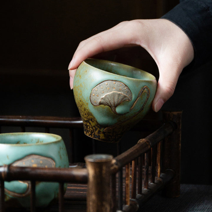 Buddha Stones Lotus Pod Engraved Teacup Kung Fu Tea Cup