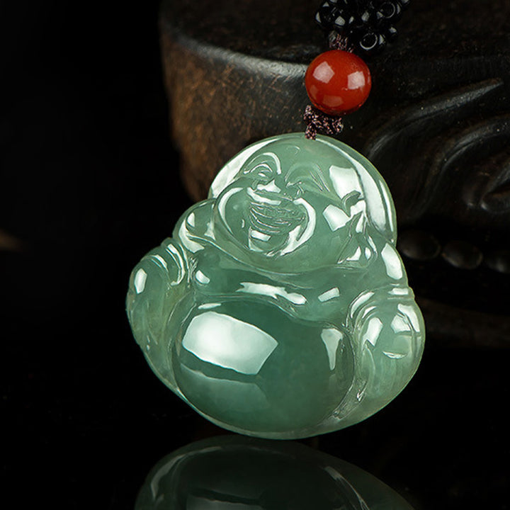 Laughing Buddha Jade Abundance String Necklace Pendant - image 4
