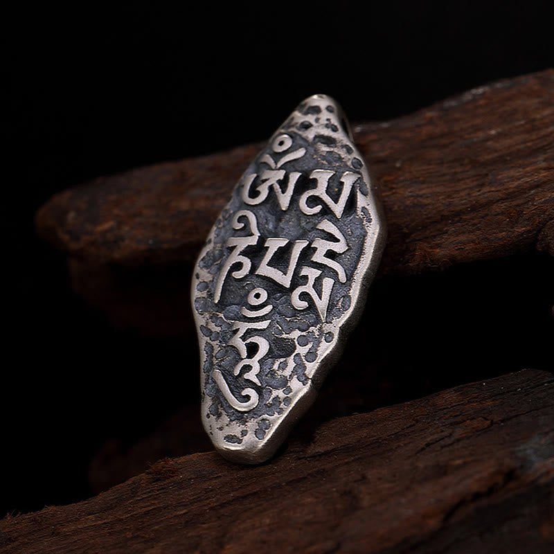 Buddha Stones Tibetan 925 Sterling Silver Om Mani Padme Hum Dorje Vajra Engraved Strength Necklace Pendant - image 14