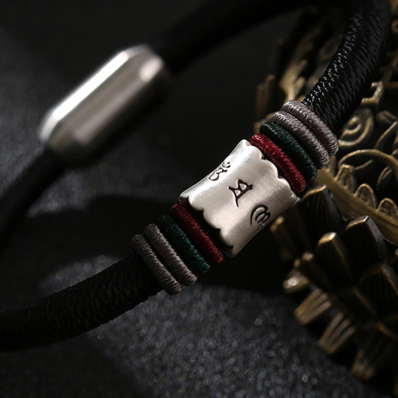 Buddha Stones 999 Sterling Silver Om Mani Padme Hum Peace Magnetic Buckle Bracelet - image 6