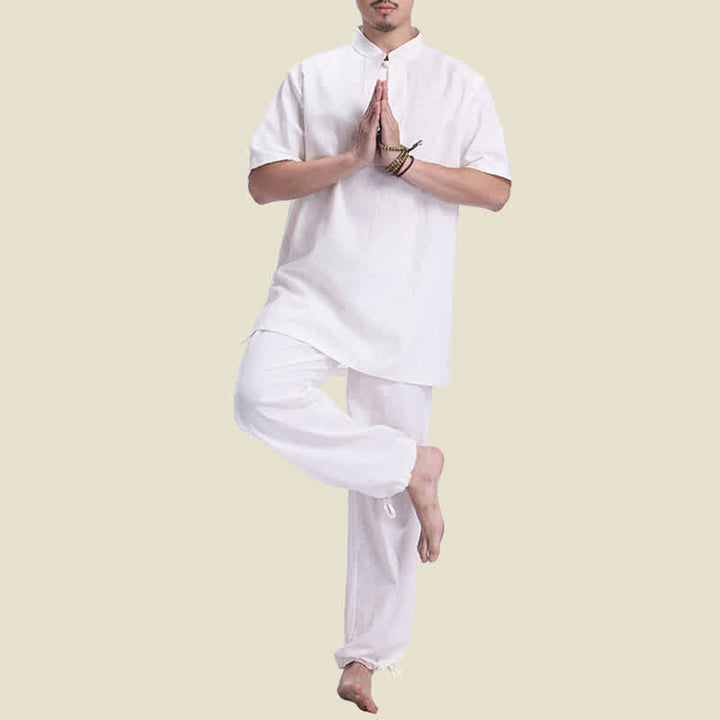 Spiritual Zen Meditation Prayer Practice Cotton Linen Clothing Men's Set