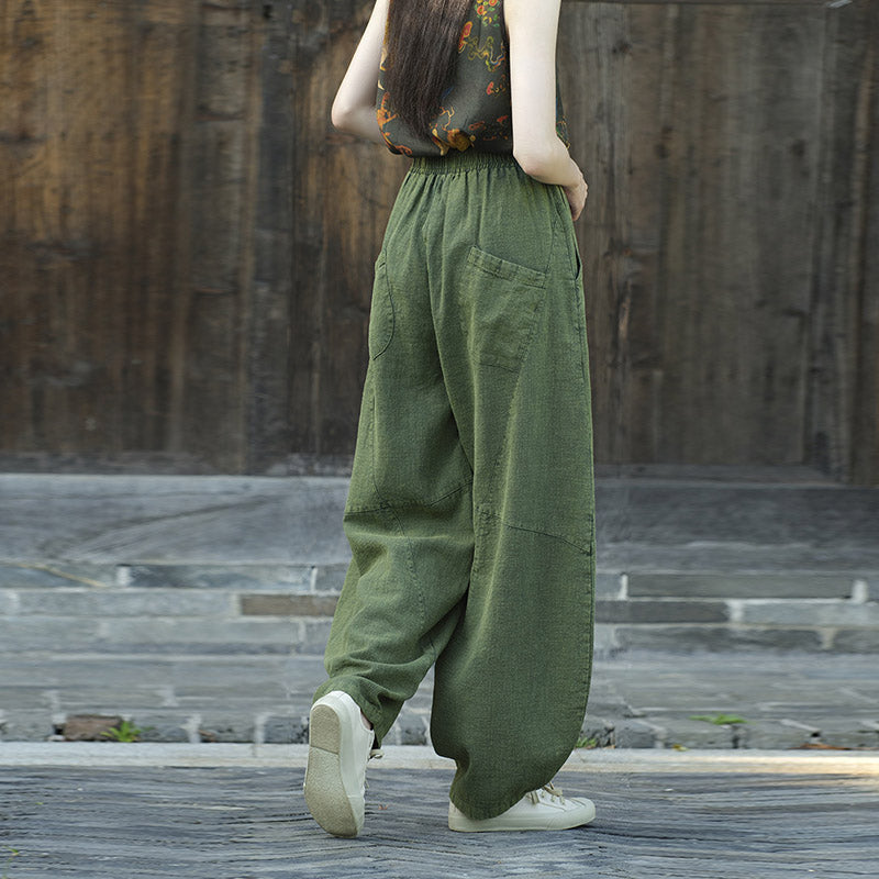 Buddha Stones Cotton Linen Pants Harem Trousers Loose Zen Yoga Tai Chi Women's Pants