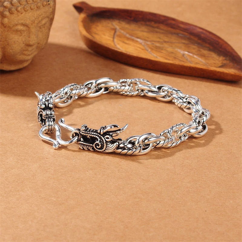 925 Sterling Silver Dragon Luck Protection Bracelet - image 2