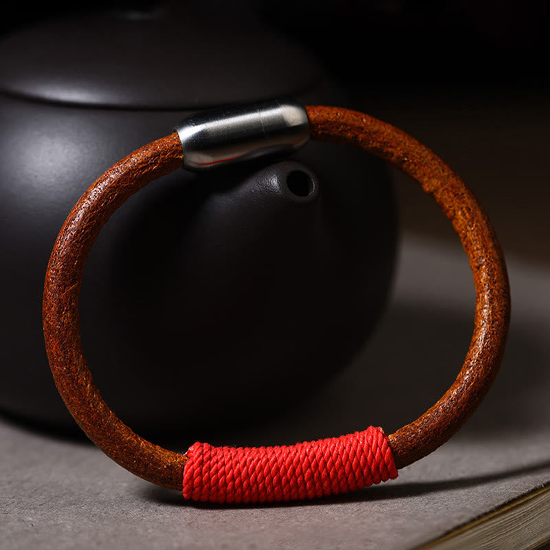 Buddha Stones Tibetan Leather Handmade Five Elements Luck Braid String Buckle Bracelet - image 14