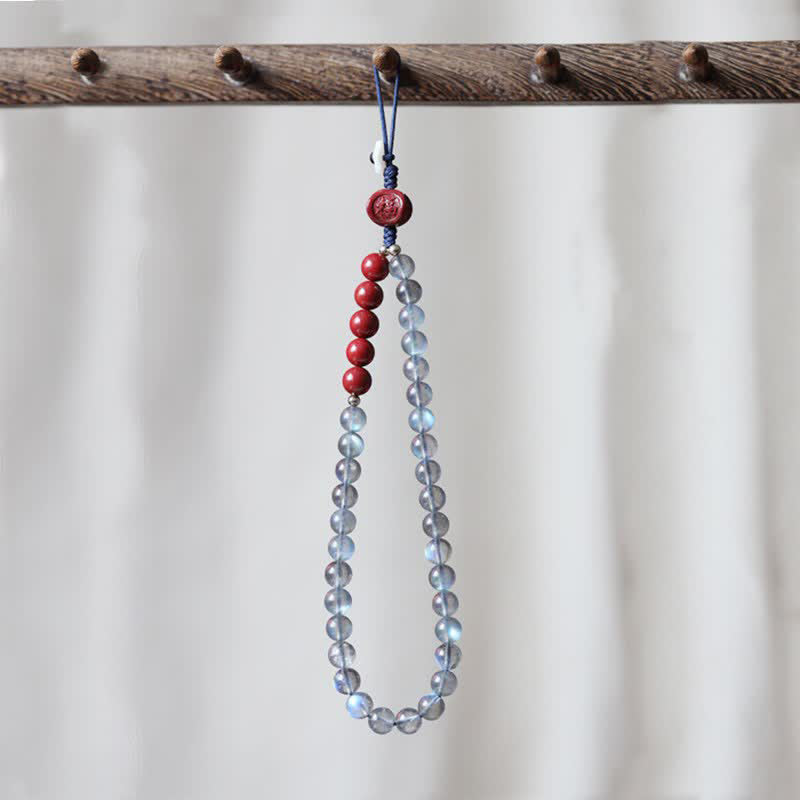 Natural Moonstone Cinnabar Calm Positive Phone Decoration - image 1