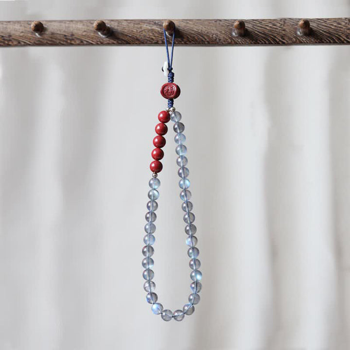 Natural Moonstone Cinnabar Calm Positive Phone Decoration - image 1