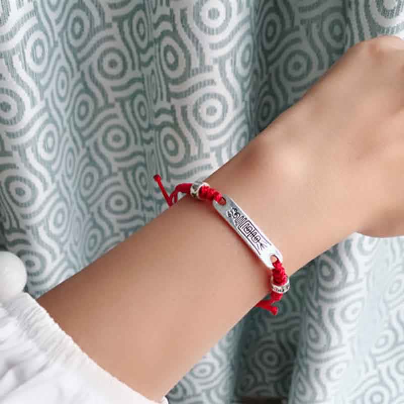 Buddha Stones 925 Sterling Silver Red String Luck Strength Braid Bracelet - image 2