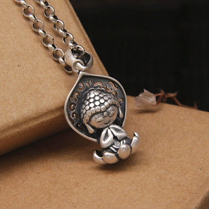 Buddha Stones 999 Sterling Silver Meditation Buddha Lotus Serenity Necklace Pendant - image 3