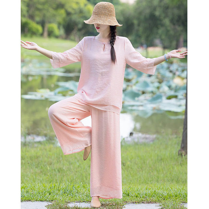 Tai Chi Meditation Prayer Zen Spiritual Morning Practice Clothing Women's Set