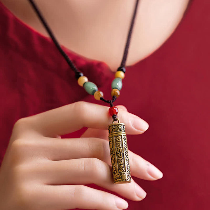 Buddhastoneshop Tibet Om Mani Padme Hum Agate Shurangama Sutra Protection Necklace Pendant - image 4