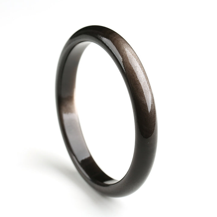 Buddha Stones Gold Sheen Obsidian Silver Sheen Obsidian Protection Bracelet Bangle - image 9