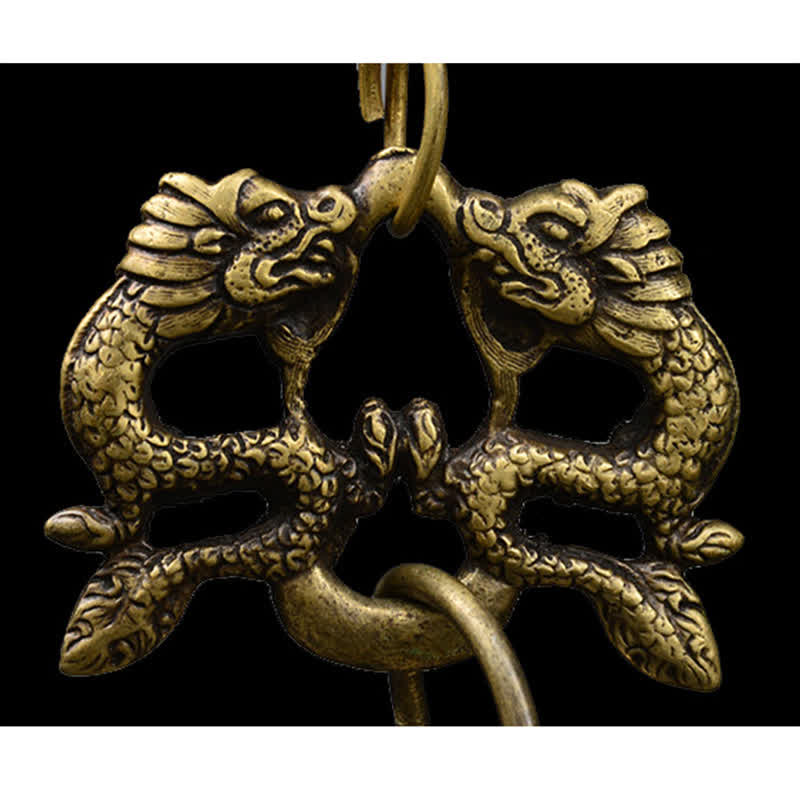 Tibetan Engraved Buddha Dragon Wind Chime Bell Copper Luck Wall Hanging Decoration - image 9