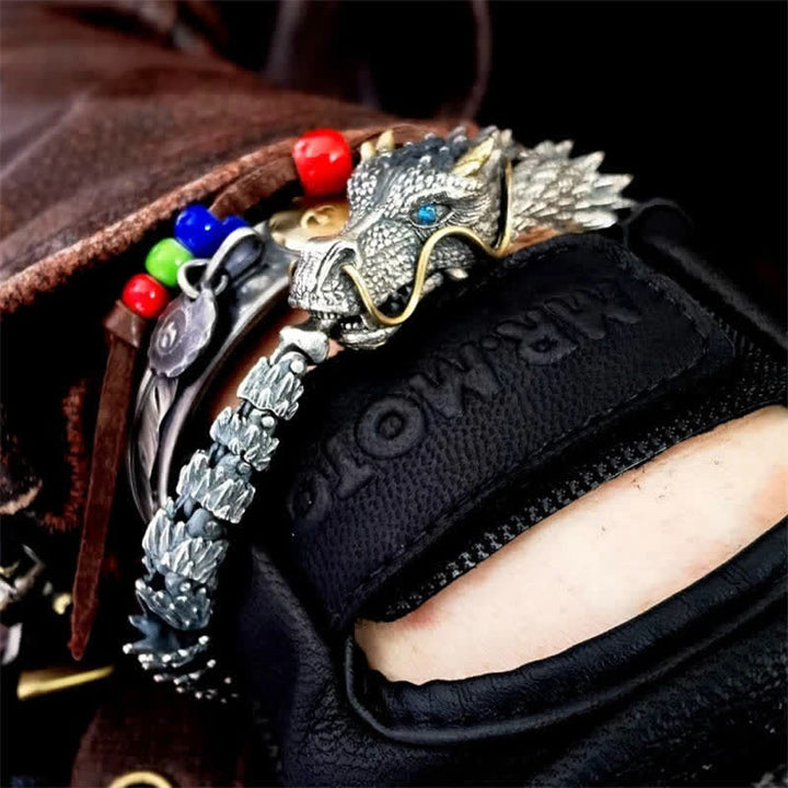 Buddha Stones Nordic Dragon Handmade Amulet Luck Protection Chain Bracelet - image 12