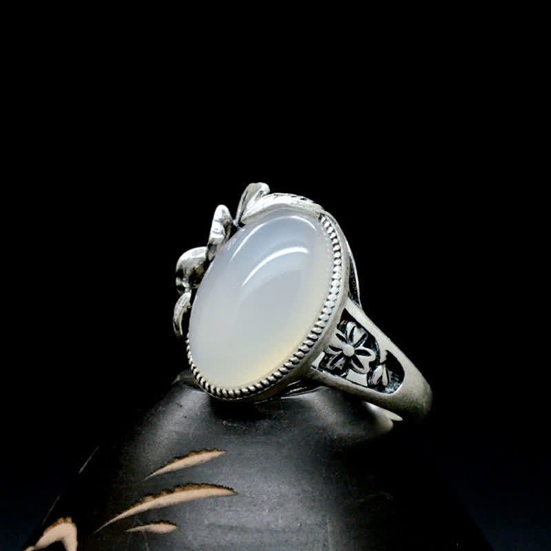 990 Sterling Silver Natural Chalcedony Plum Positive Harmony Ring - image 15
