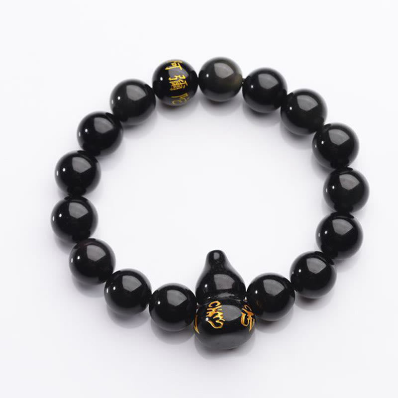 Rainbow Obsidian Gourd Om Mani Padme Hum Inner Peace Bracelet