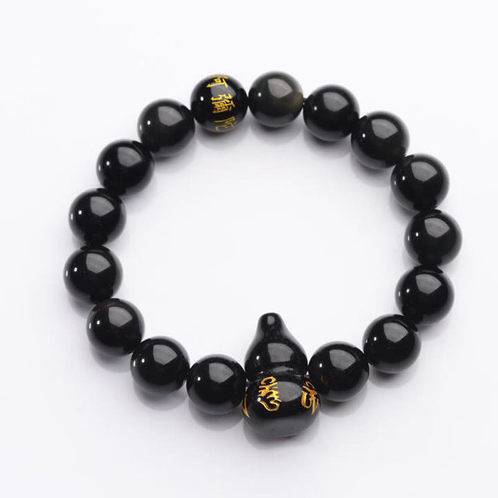 Rainbow Obsidian Gourd Om Mani Padme Hum Inner Peace Bracelet