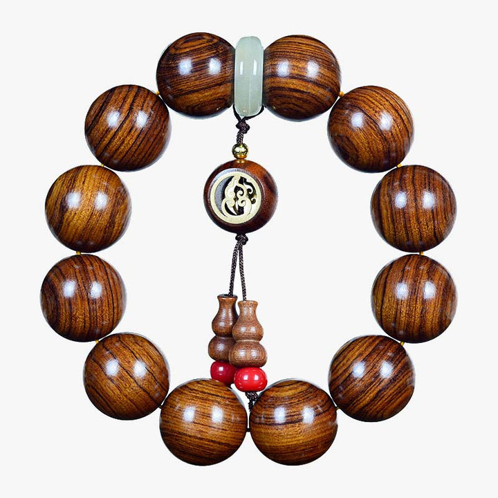 Buddha Stones Rosewood Warmth Calm Gourd Charm Bracelet