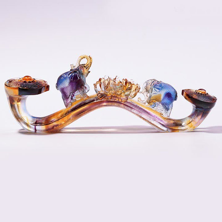 Handmade Liuli Crystal Ruyi Elephant Art Piece Home Decoration With Crystal Base - image 3