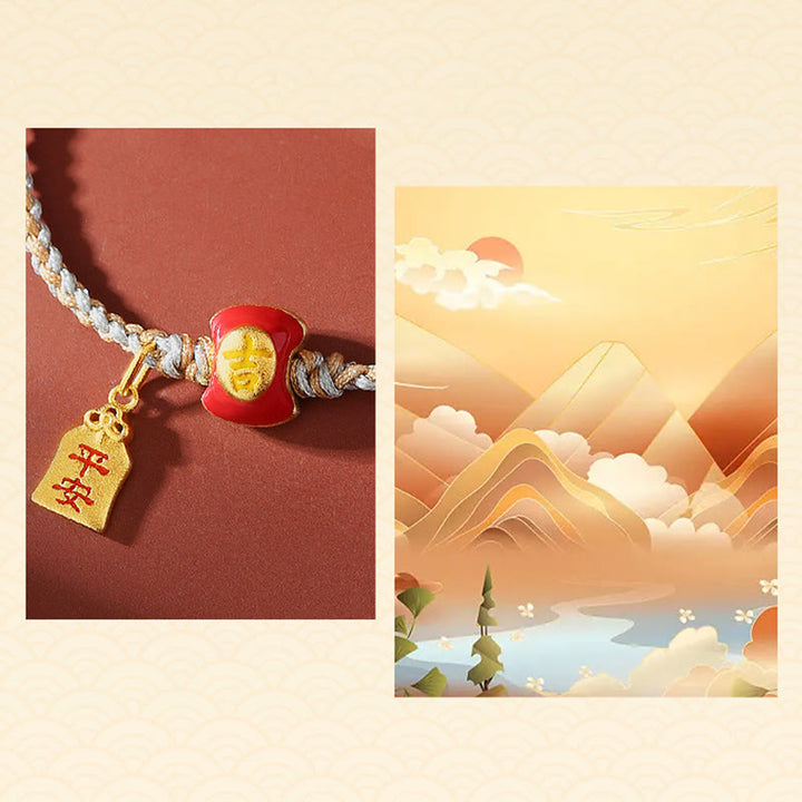 Buddha Stones 925 Sterling Silver Handmade Auspicious Chinese Character Blessing Braided String Bracelet - image 6