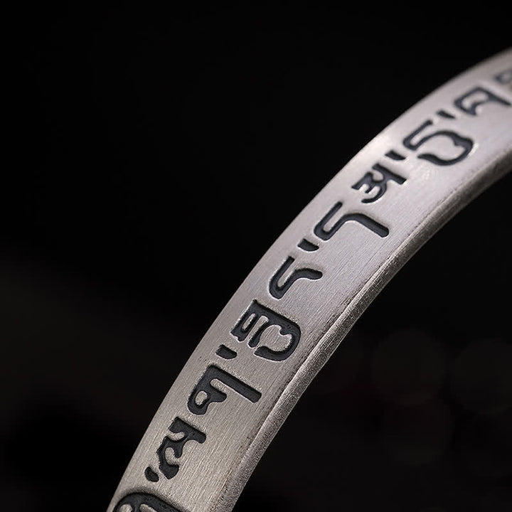 999 Sterling Silver Six True Words Heart Sutra Protection Bracelet Bangle - image 11